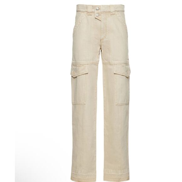 Isabel Marant Pants - Isabel Marant Étoile Beige High-Rise Utility Cargo Pants RawHem Women FR 38 US 6